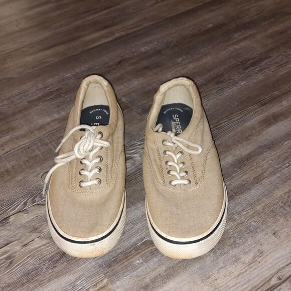 Sperry top sider tan  canvas loafers Sz 11.5 - Picture 2 of 8